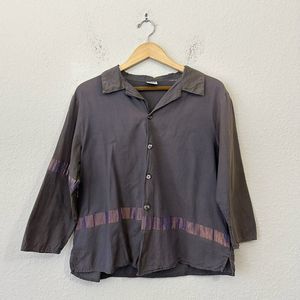 CP SHADES Long Sleeve Boxy Button-Down Shirt in Taupe